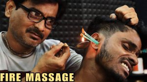 Unwanted Hair Removal  with Fire ｜ Head Massage & Neck Cracking ｜ Ear Cleaning & Ear Massage ｜ ASMR