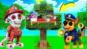 МЫ СПРЯТАЛИСЬ ОТ ЗЛОГО ЩЕНЯЧЕГО ПАТРУЛЯ НА СЕКРЕТНОМ ДЕРЕВЕ В МАЙНКРАФТ