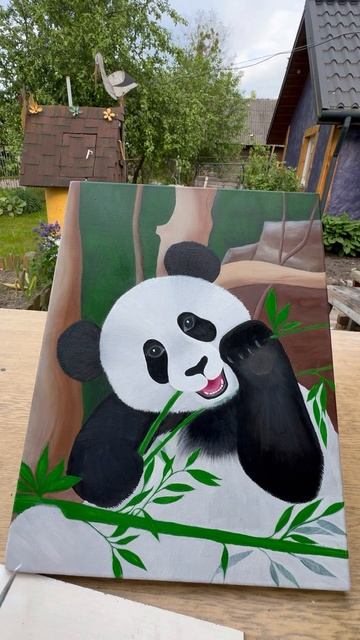 Рисую панду #холст #холстмасло #panda #искусство #art #painting #дизайн  #масляныекраски
