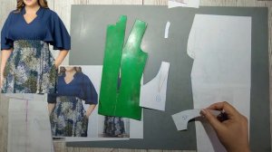 Моделирование. Платье комбинированное. Широкий рукав. Выкройка № 1783.