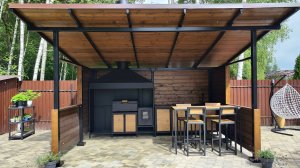 Беседка 4х3 + мангальный комплекс и барная мебель