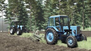 МТЗ-82 и МТЗ 1221 распахивают поля FS25