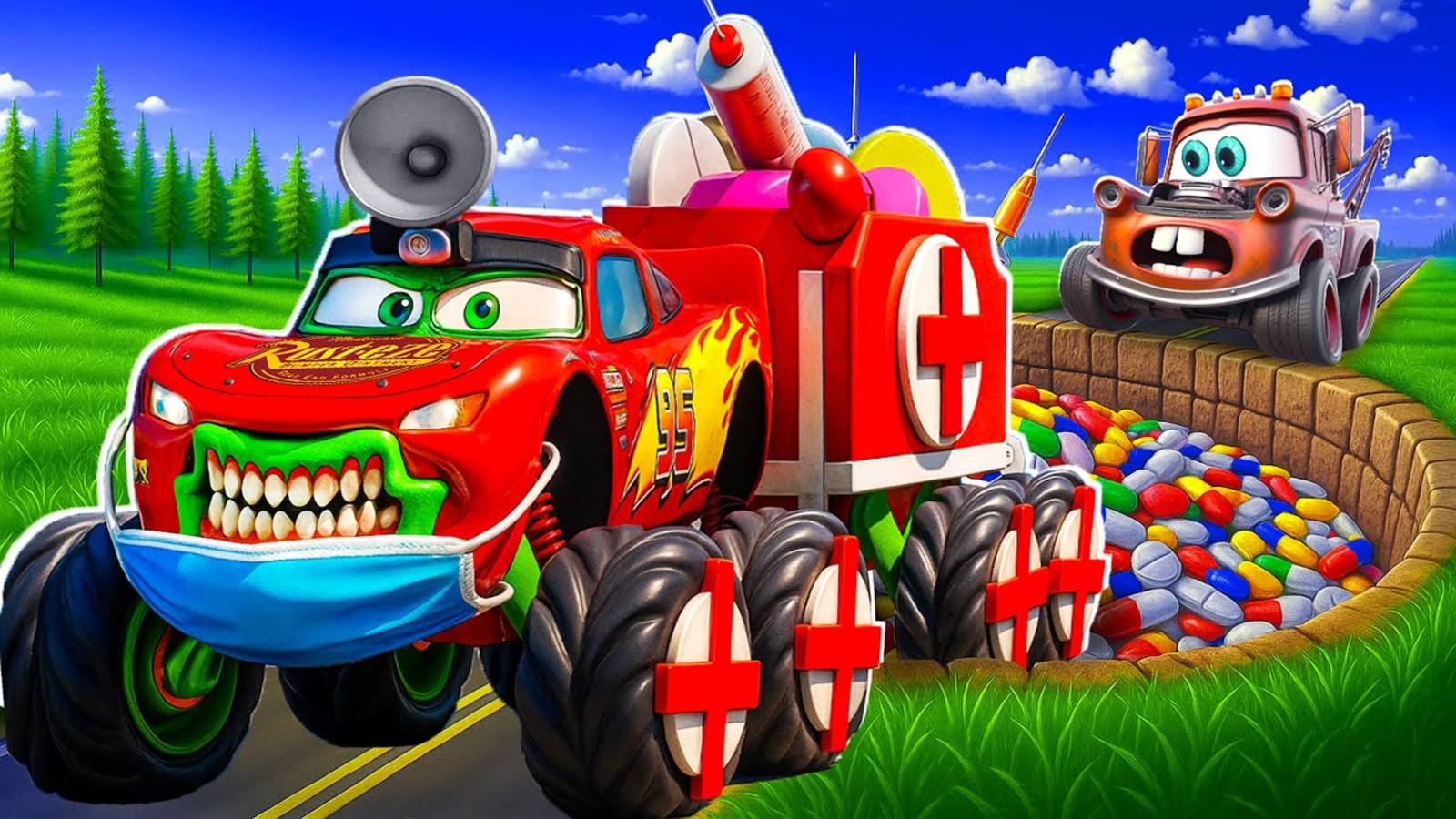 👻⭐🔥 МАШИНКИ СКОРАЯ ПОМОЩЬ И МОЛНИЯ МАКВИН👻⭐🔥  МУЛЬТИКИ ДЛЯ ДЕТЕЙ