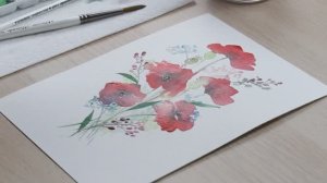 Изящный букет маков акварелью / Урок акварельной живописи