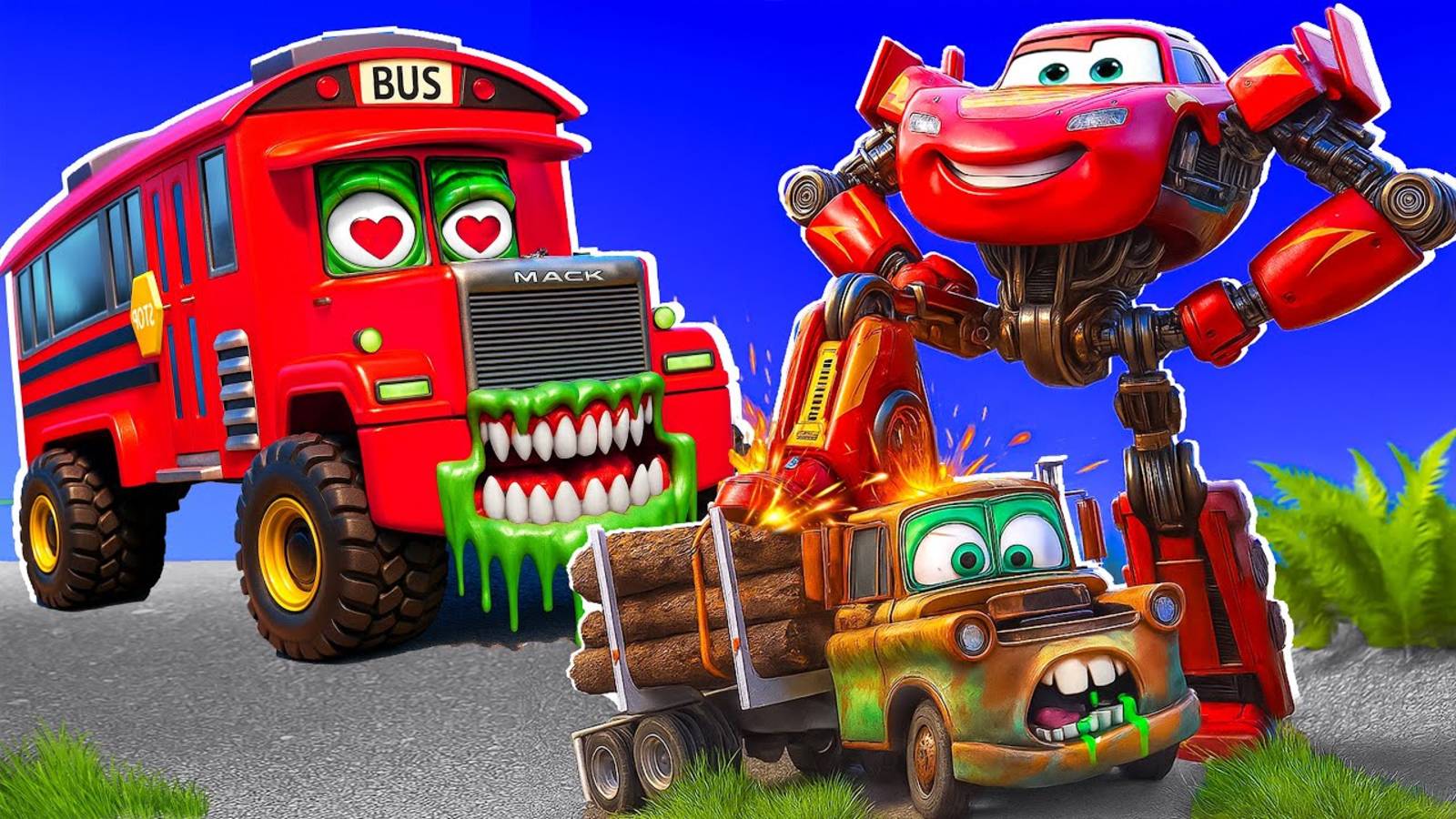 ⭐🤖МАШИНКИ ТРАНСФОРМЕРЫ МОЛНИ МАКВИН ⭐🤖МУЛЬТИКИ ПРО МАШИНКИ