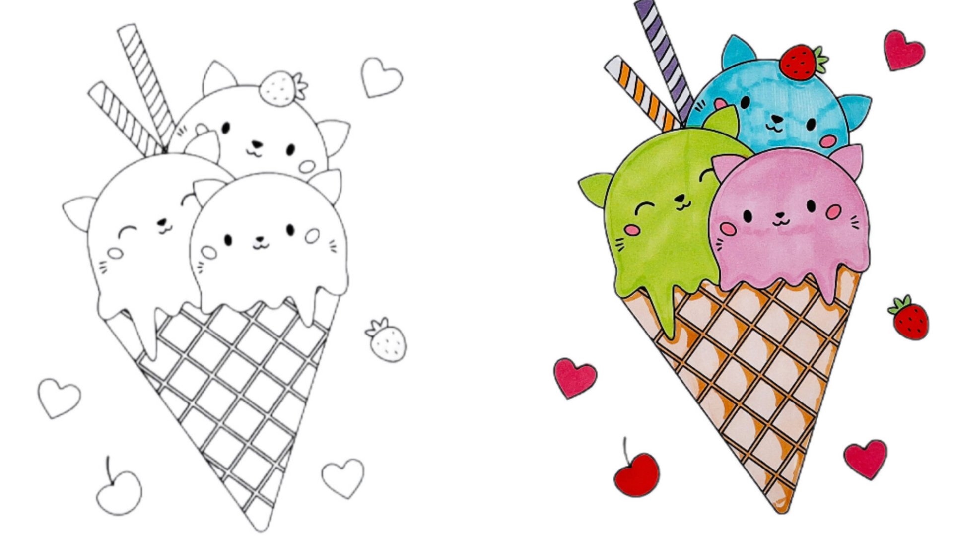 Как нарисовать милое Мороженое котята 🍦 смотреть онлайн