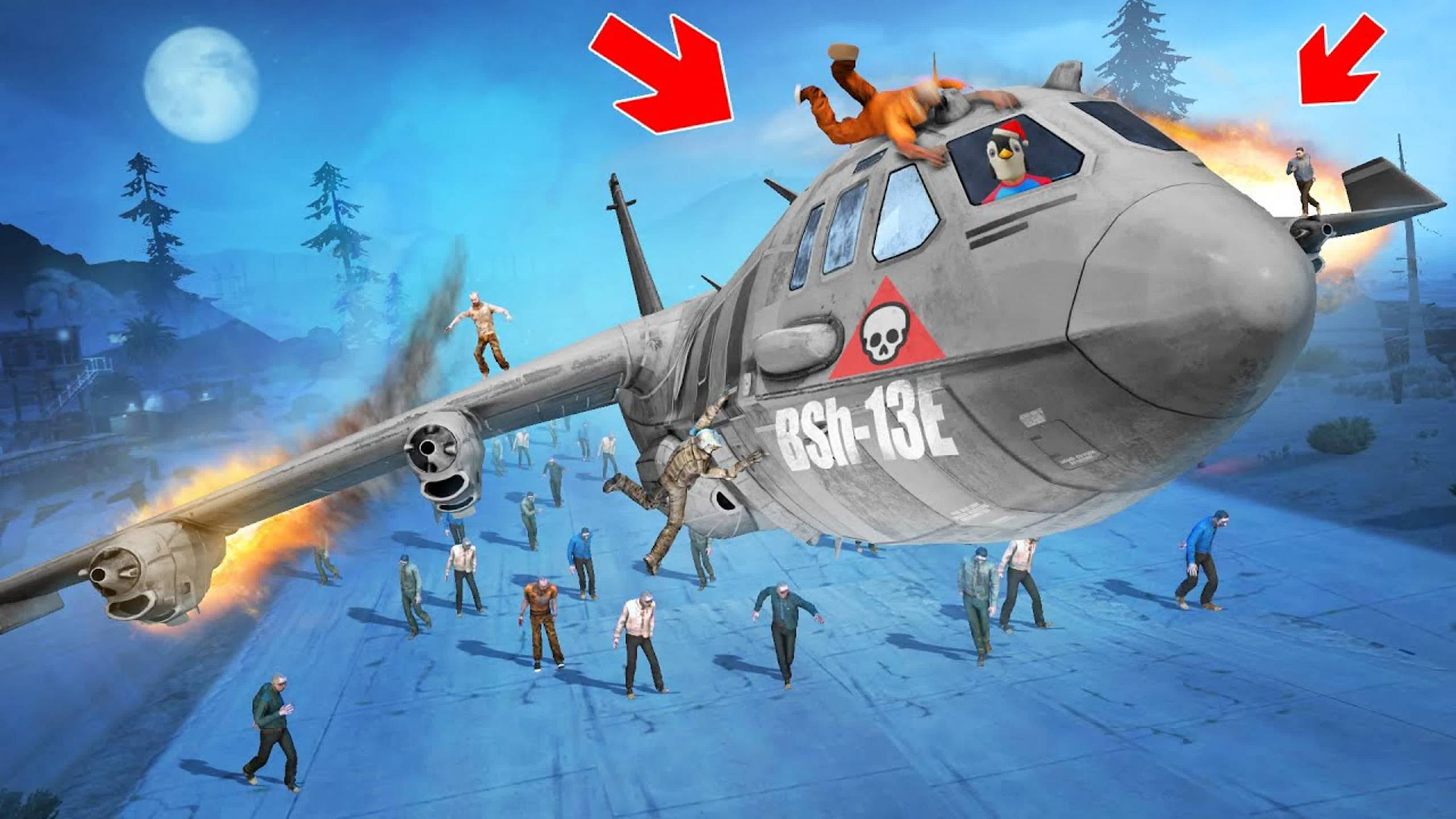 Нашел военный самолет и улетел от зомби в gta 5 online ! выживание в зомби апокалипсисе в гта 5 ! смотреть онлайн