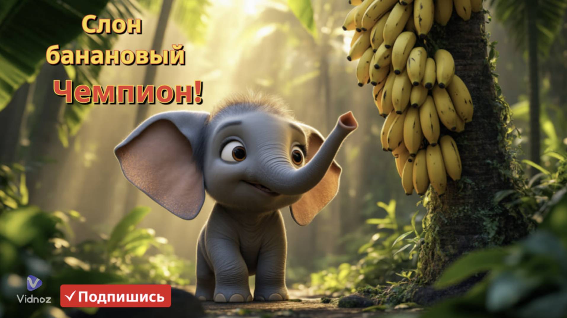 🐘🍌 Слон Банановый Чемпион: Весёлая Детская Песенка с Анимацией и Танцами для Малышей! 🎶😄 смотреть онлайн