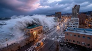 Мега-цунами в Хоккайдо (ai)