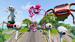 ВСЕ МОНСТРЫ, Большие и маленькие машинки против сломанного моста с МАМОЧКОЙ