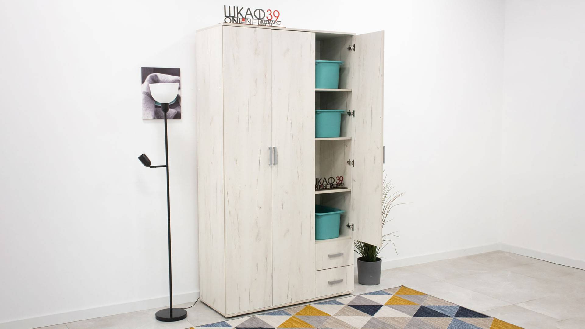 Нельсон ШК 01 Шкаф распашной Дуб крафт белый смотреть онлайн