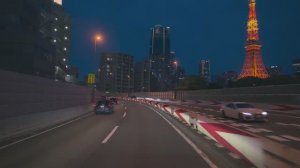 🇯🇵  Токио, Япония - ночная поездка на авто под звуки города / 2025
