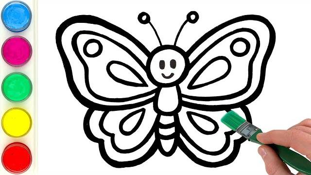 Рисуем и раскрашиваем бабочку. Малышам и начинающим смотреть онлайн