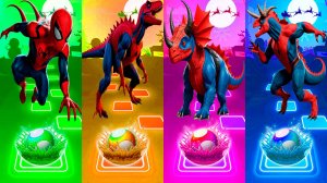 Супергерои Человек Паук Мультики для детей | Динозавры 196 уровень в Тайлес Хоп Tiles Hop