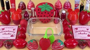 Клубничный слайм 🍓 микс из косметики и блёсток💄⭐️ видео для детей! асмр