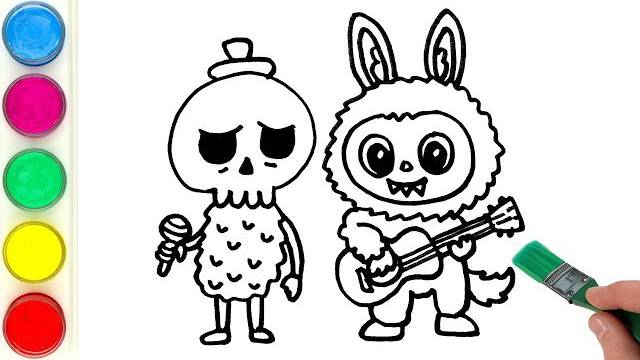 Рисуем лабубу и тайкоко и раскрашиваем их. Малышам и начинающим смотреть онлайн