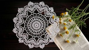 Маленькая салфетка крючком ленточным кружевом: мастер класс