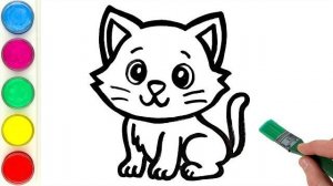 Рисуем и раскрашиваем котенка. Малышам и начинающим