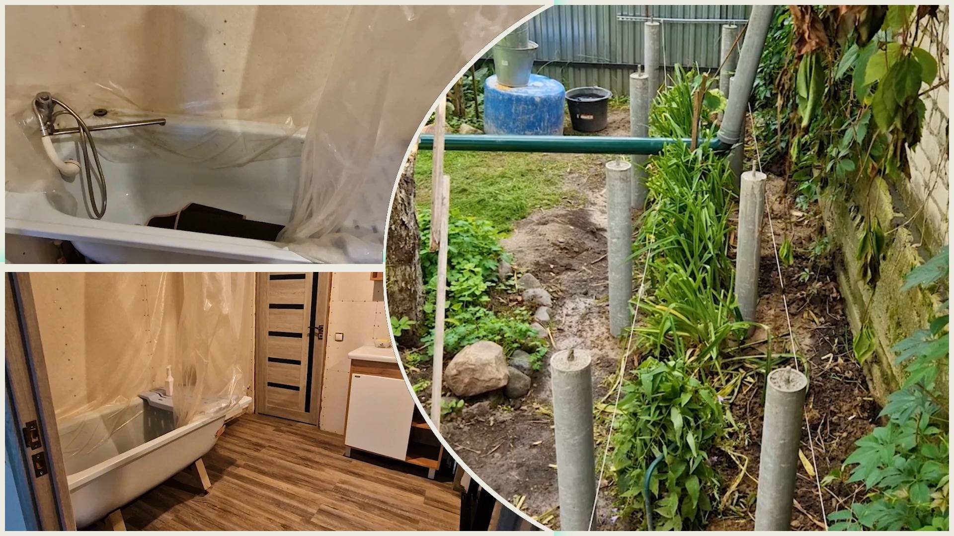 Пока крепнут опоры веранды, принимаемся за ванную комнату. смотреть онлайн