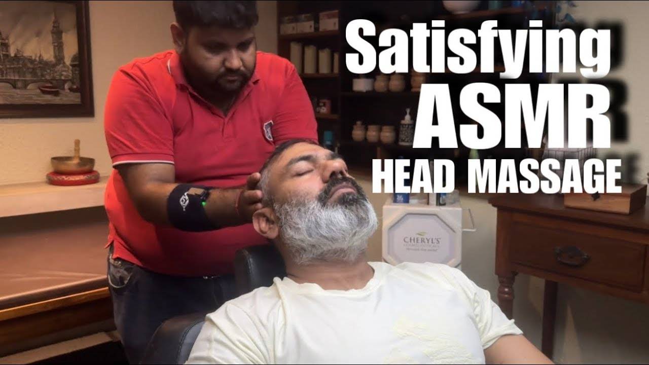 Satisfying head massage therapy by Indian barber Shamboo, Asmr hair massage for deep sleep, tingles смотреть онлайн