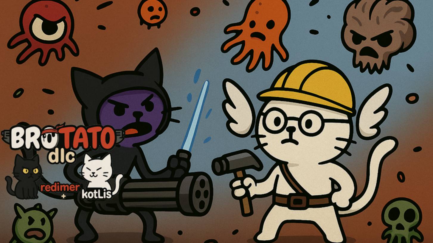 20 Серия. Brotato (abyssal terrors) c модами вдвоём - совместное прохождение 5 угрозы на одном PC HD