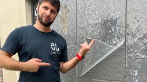 Гибкая керамика DIVU. Защитная плёнка - залог быстрого и чистого монтажа гибкой керамики на фасад!