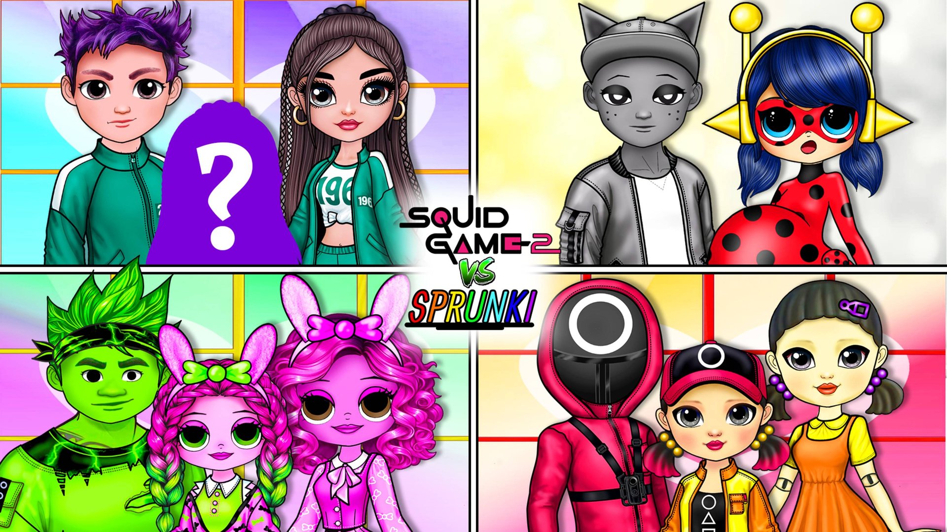 Спрунки и герои Игры в Кальмара Становятся родителями; Маринетт, Эльза | Бумажные Идеи и Сюрпризы смотреть онлайн