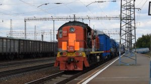 Тепловоз ТЭМ2-7434 с восстановительным поездом. Мучаем старичка. Звук ПД-1М.