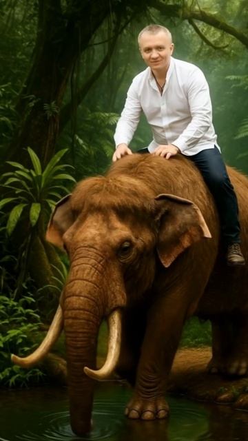 Блогер Сергей Марченко исследует джунгли верхом на мамонте #юмор #ИИ смотреть онлайн