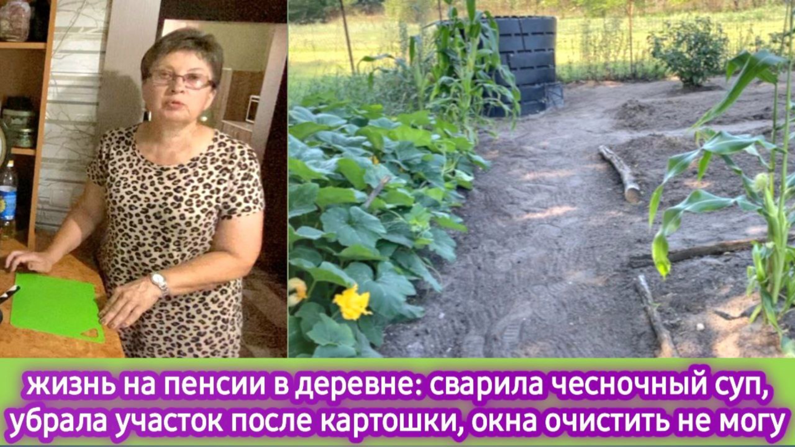 Жизнь на пенсии в деревне: сварила чесночный суп, убрала участок после картошки, окно не очищается смотреть онлайн