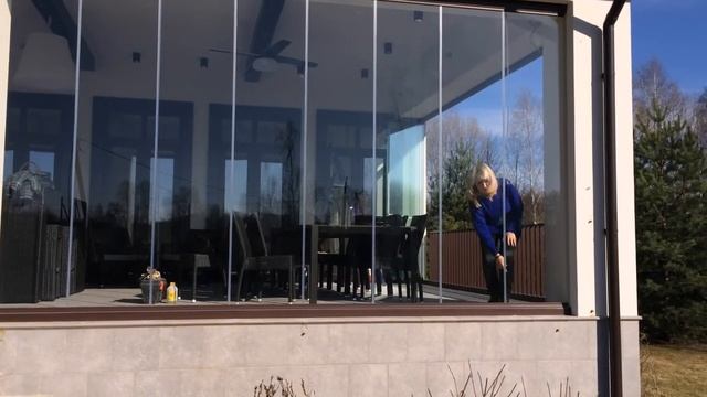 Безрамное остекление беседки в д. Палицы