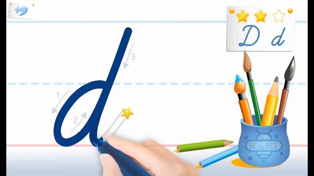 How to write English letter ＂D＂. Cursive writing for kids and beginners. Handwriting practice смотреть онлайн