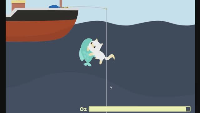 Мой котик может сам плавать в море в Cat goes fishing!!!