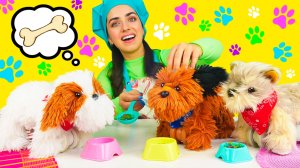 Щенки проголодались! Готовим угощение для игрушечных питомцев. Видео про игрушки для детей.