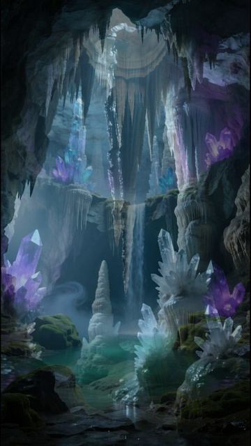 Сталактиты в пещере.