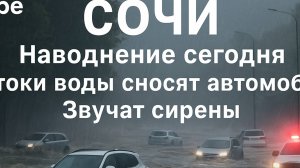 СОЧИ Наводнение_сегодня_Потоки_воды_сносят_автомобили_Звучат_сирены