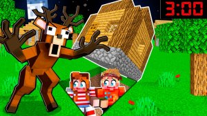 СПРЯТАЛСЯ ПОД ДОМОМ С НЭНСИ ОТ ОЛЕНЯ ИЗ 99 НОЧЕЙ В ЛЕСУ В МАЙНКРАФТ!