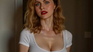 Безумно красивая девушка прогуливается вечером