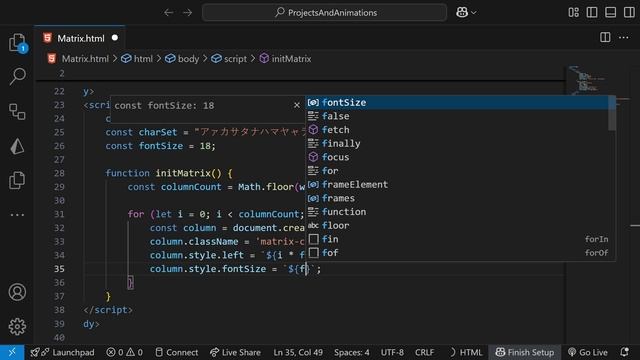 The Matrix Rain Effect with Pure JavaScript | Green Code Animation смотреть онлайн