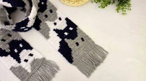 Шарф жаккардовый с кошками 1 часть