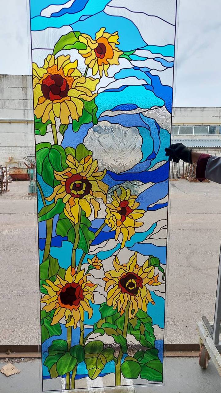 Витраж для окна Подсолнухи