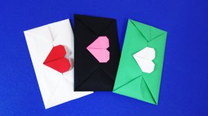 Оригами конверт с сердцем - Идея для записки или письма за несколько минут