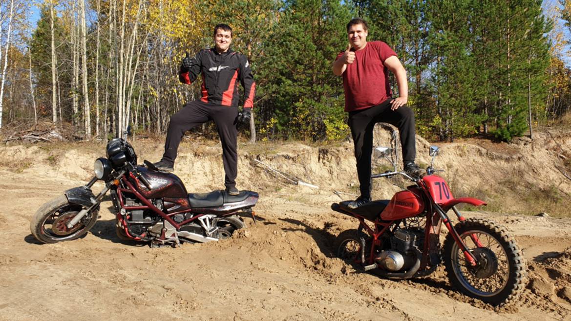 Suzuki gsf 400 bandit против самодельного кроссового мотоцикла. смотреть онлайн