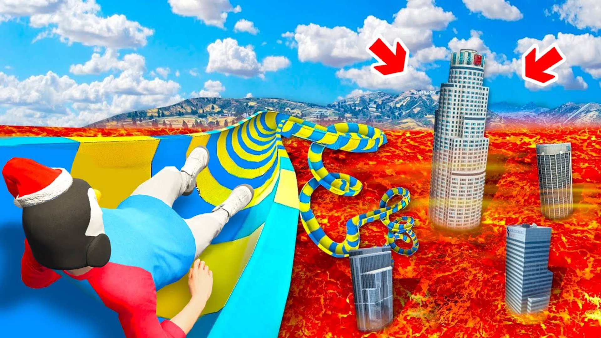 Адский спуск со скользкой горки в лаву в гта 5 ? - реальная жизнь в gta 5 смотреть онлайн