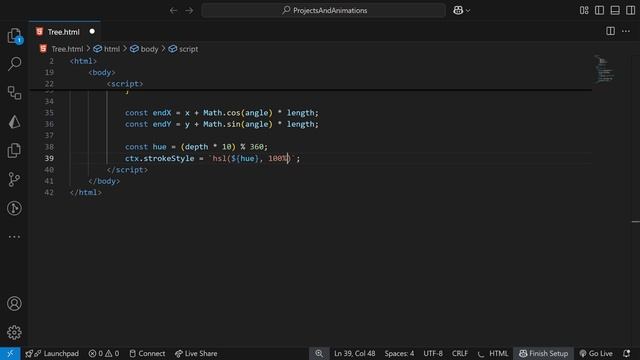 Animated Fractal Tree in JavaScript | Recursive Rainbow Visualization смотреть онлайн