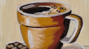 Поэтапное рисование гуашью с детьми "Чашка кофе"