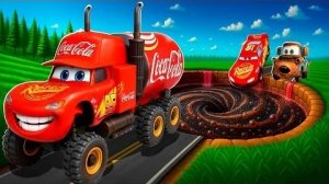 💥 Машинки ЗАПРЫГИВАЮТ в ПОРТАЛЬНУЮ яму Coca-Cola и ПРЕВРАЩАЮТСЯ в грузовики!