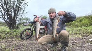 НА УЛИЦЕ ШТОРМ А Я НА РЫБАЛКУ. НАЛОВИЛ ЩУКИ НА СПИННИНГ. ЕЗДА НА ЭНДУРИКЕ ПО БЕЗДОРОЖЬЮ.