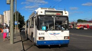 Троллейбус Кирова БТЗ-52764Р борт. №401 маршрут 1 на остановке «Комсомольская площадь»
