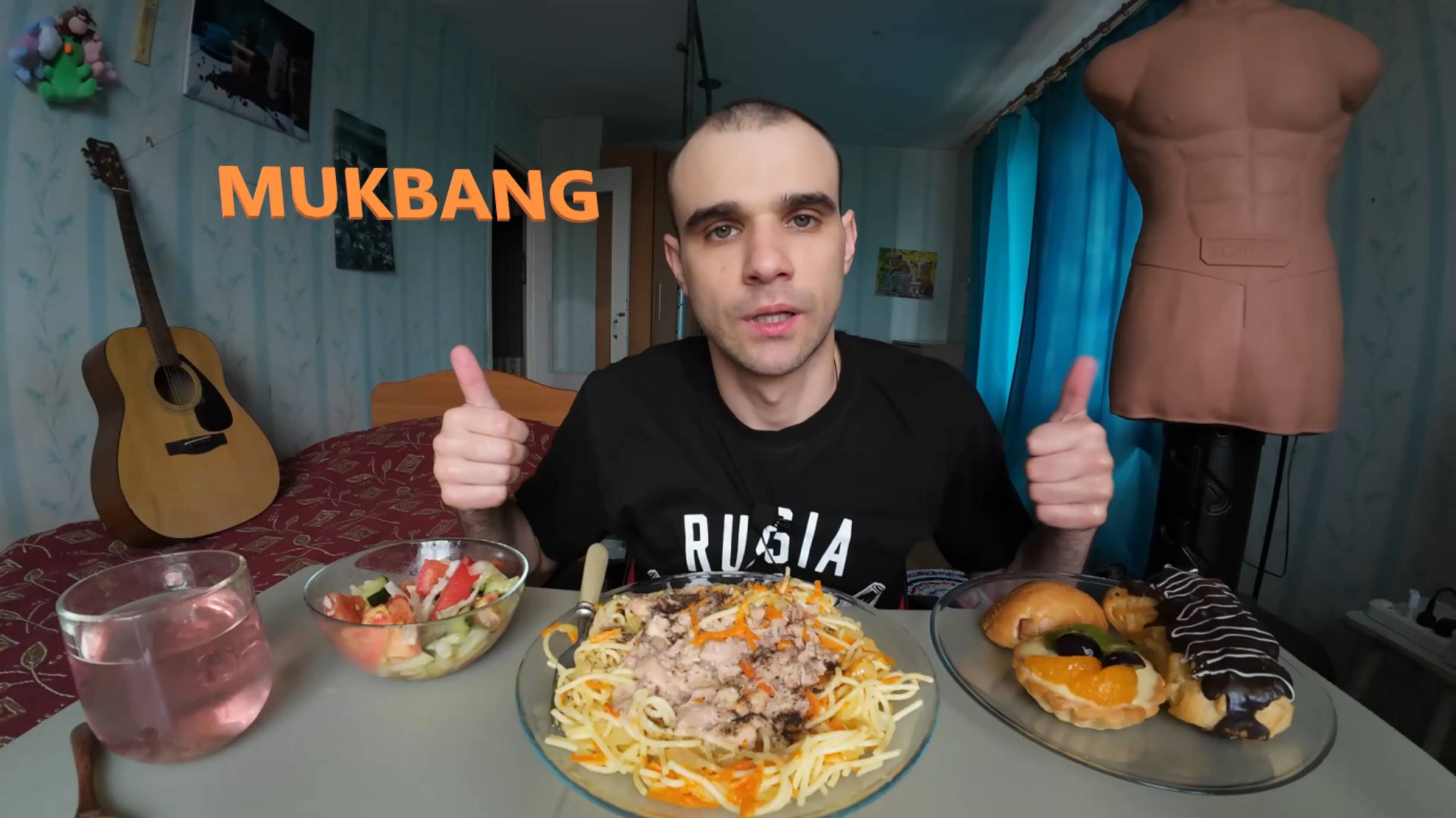 МУКБАНГ СПАГЕТТИ С ИНДЕЙКОЙ В СОУСЕ / САЛАТ ОВОЩНОЙ / ПИРОЖНЫЕ - ЭКЛЕР И КОРЗИНКА / MUKBANG / АСМР смотреть онлайн